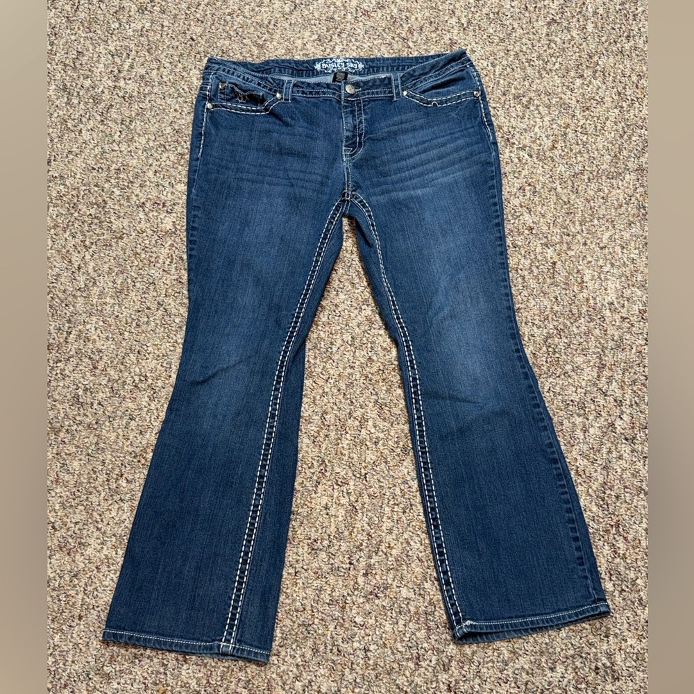 Women's plus size 16 Paisley Sky Blue Flare Jeans